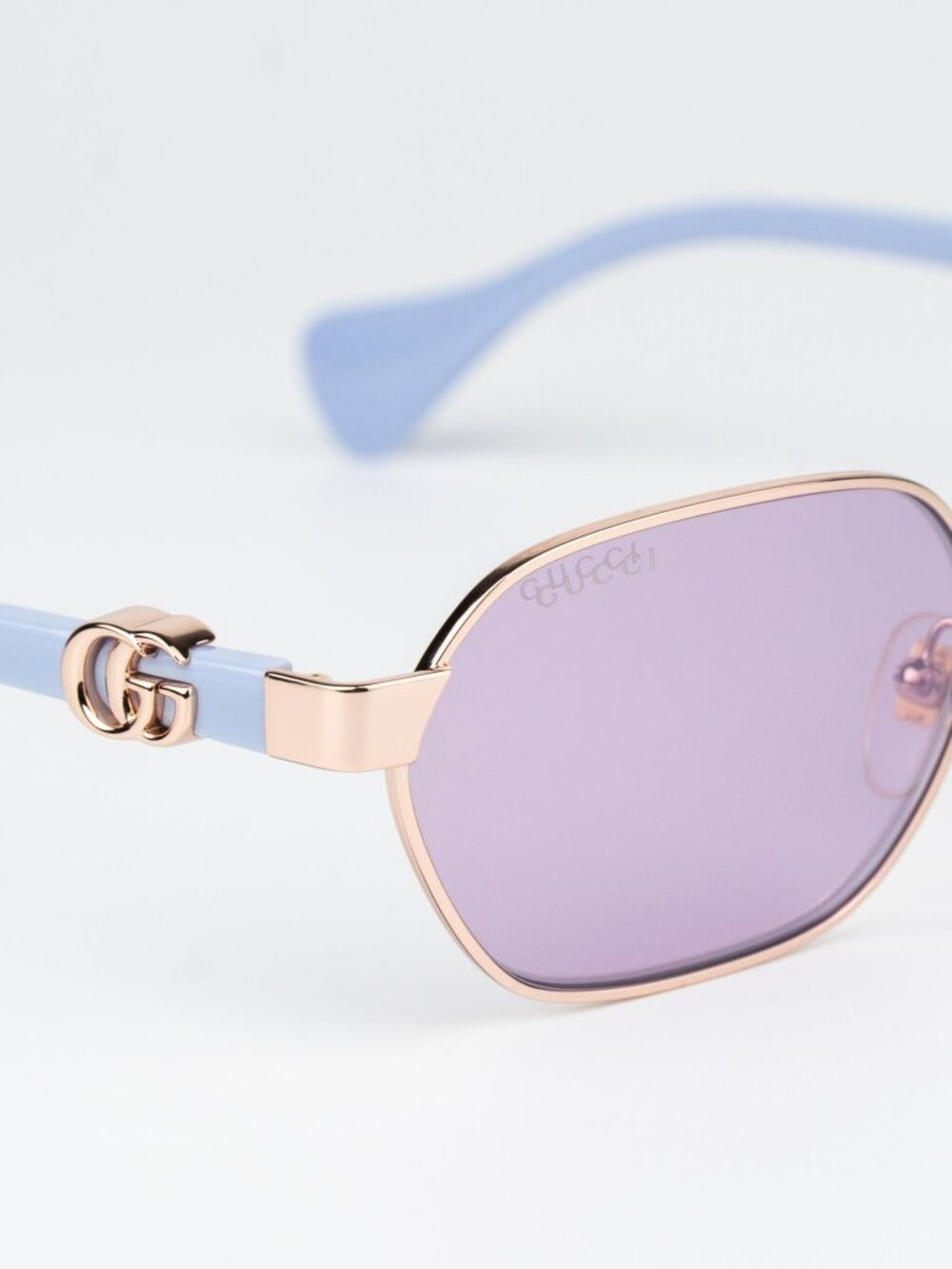 Gucci Women Sunglasses Rose Gold Lilac Oval GG1593S 004 NEW AUTHENTIC - Picture 9 of 13